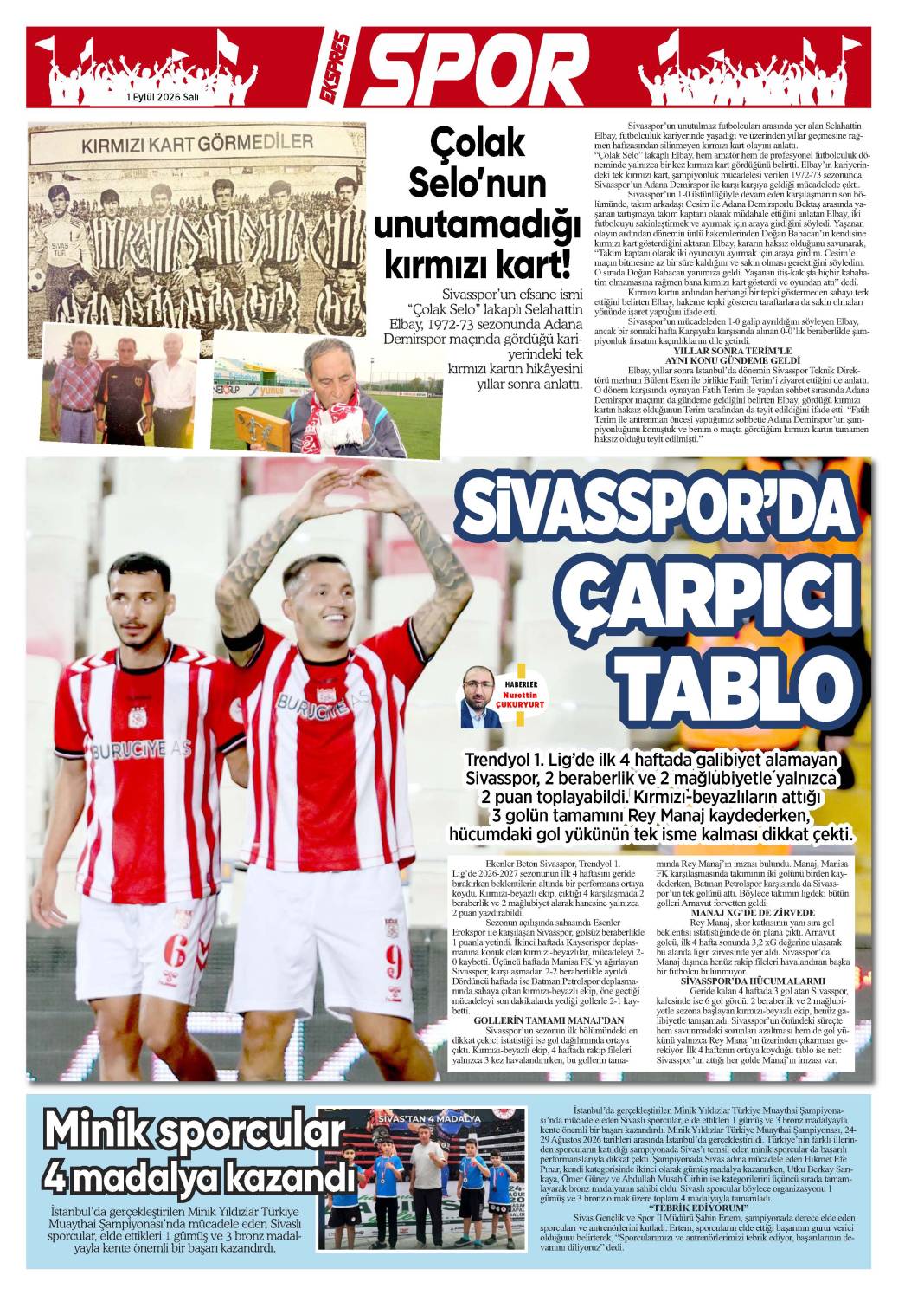 1 Eylül tarihli gazetemiz 1