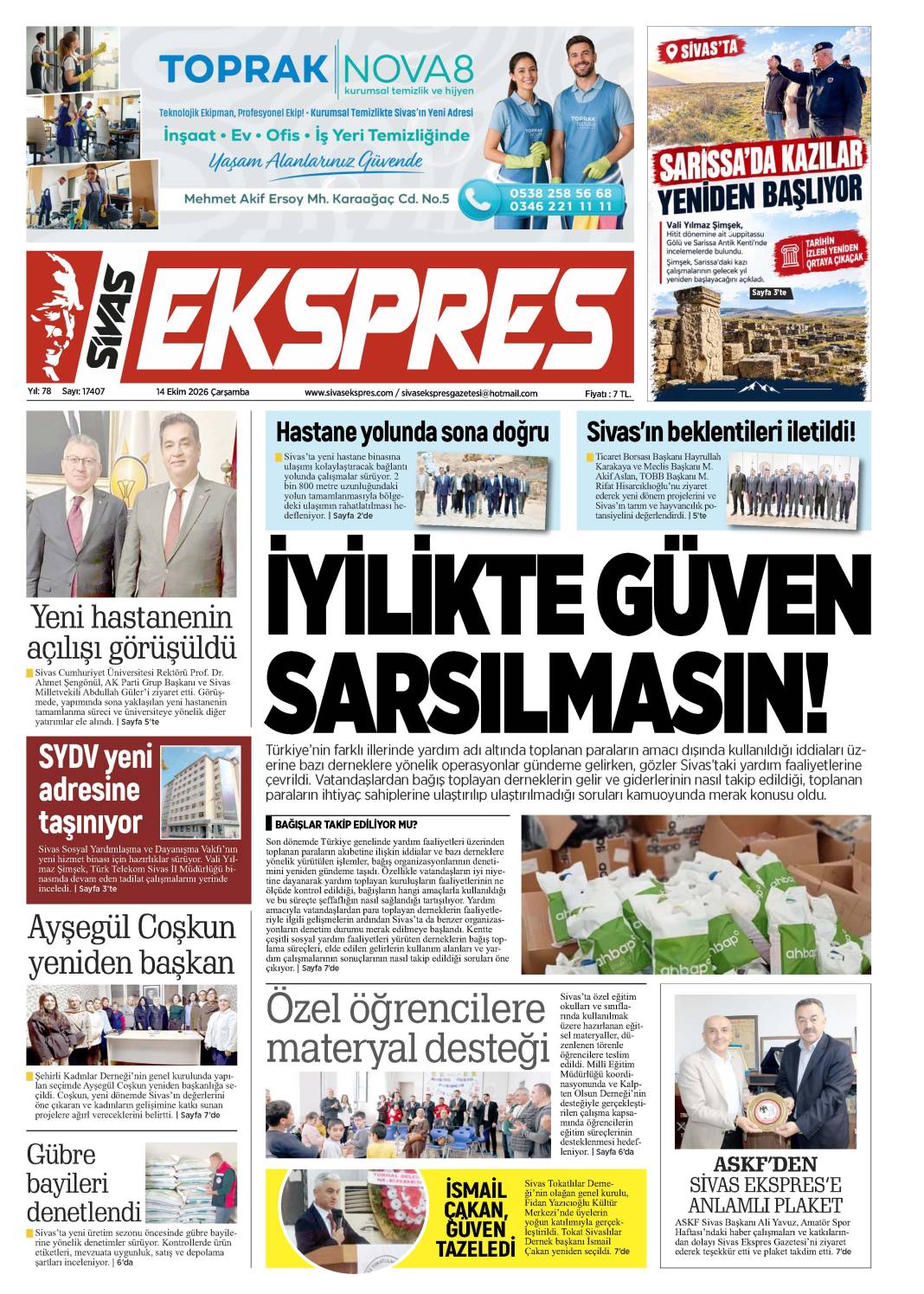 14 Ekim tarihli gazetemiz 1