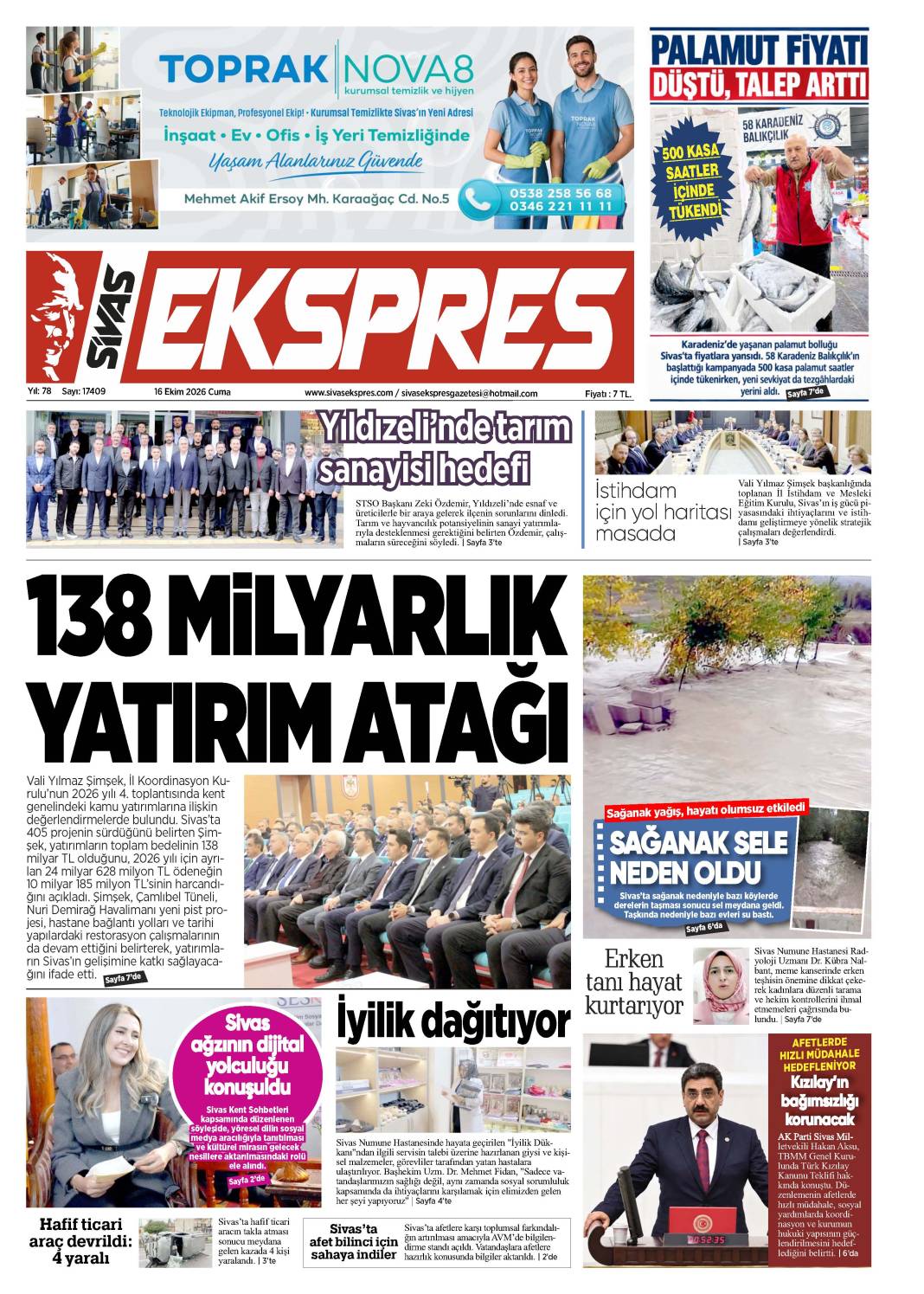 16 Ekim tarihli gazetemiz 2