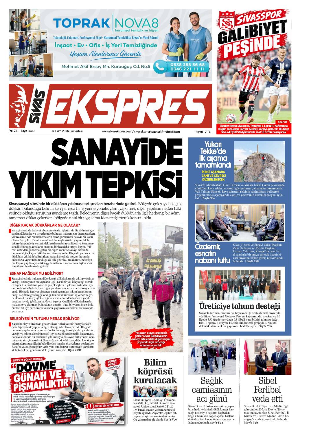 17 Ekim tarihli gazetemiz 2