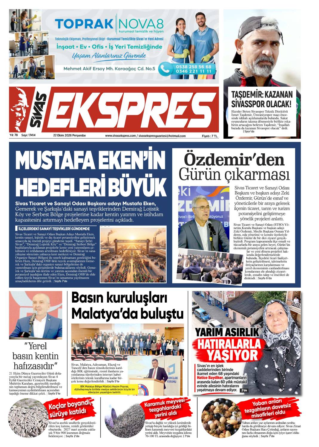22 Ekim tarihli gazetemiz 1