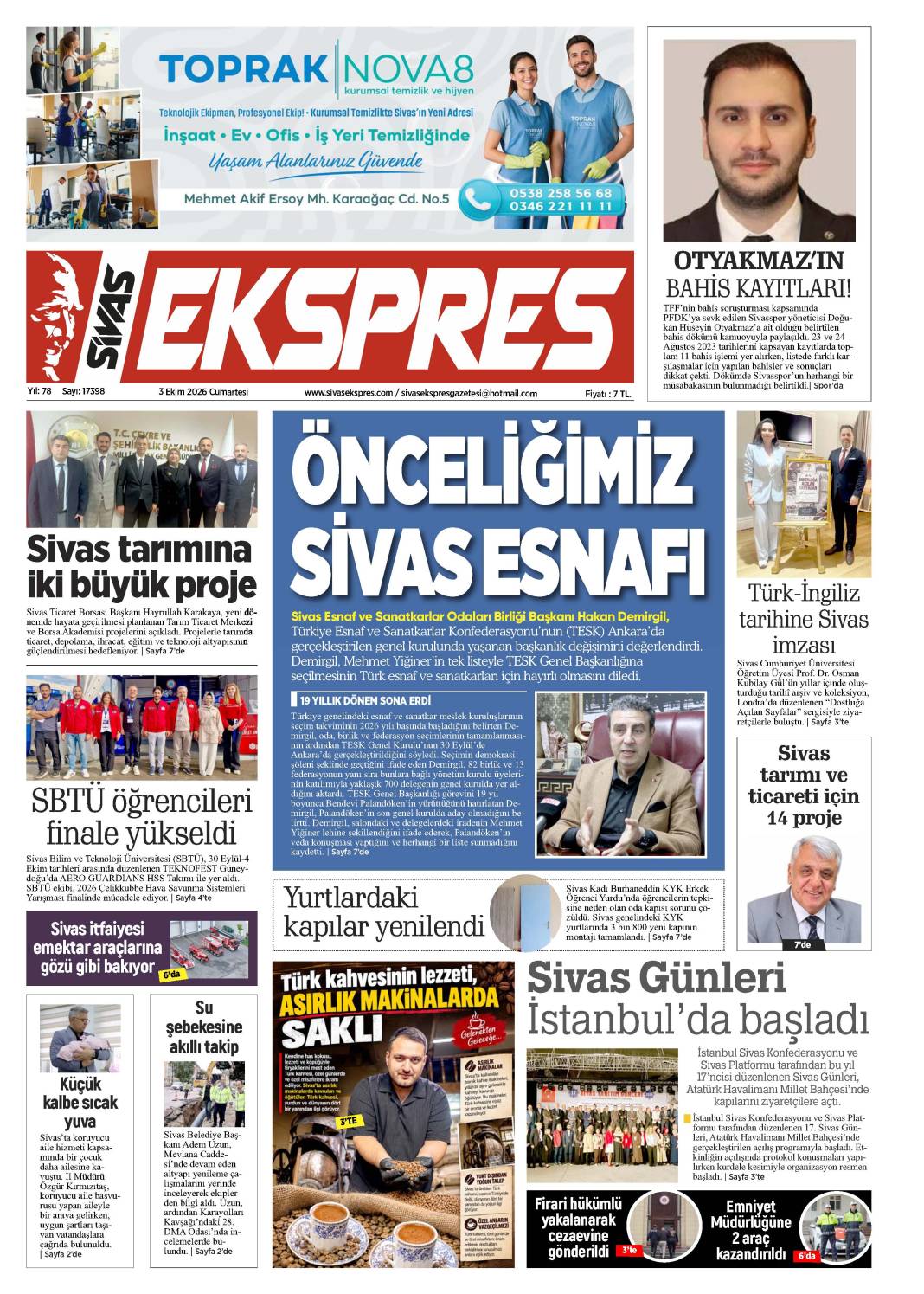 3 ekim tarihli gazetemiz 1