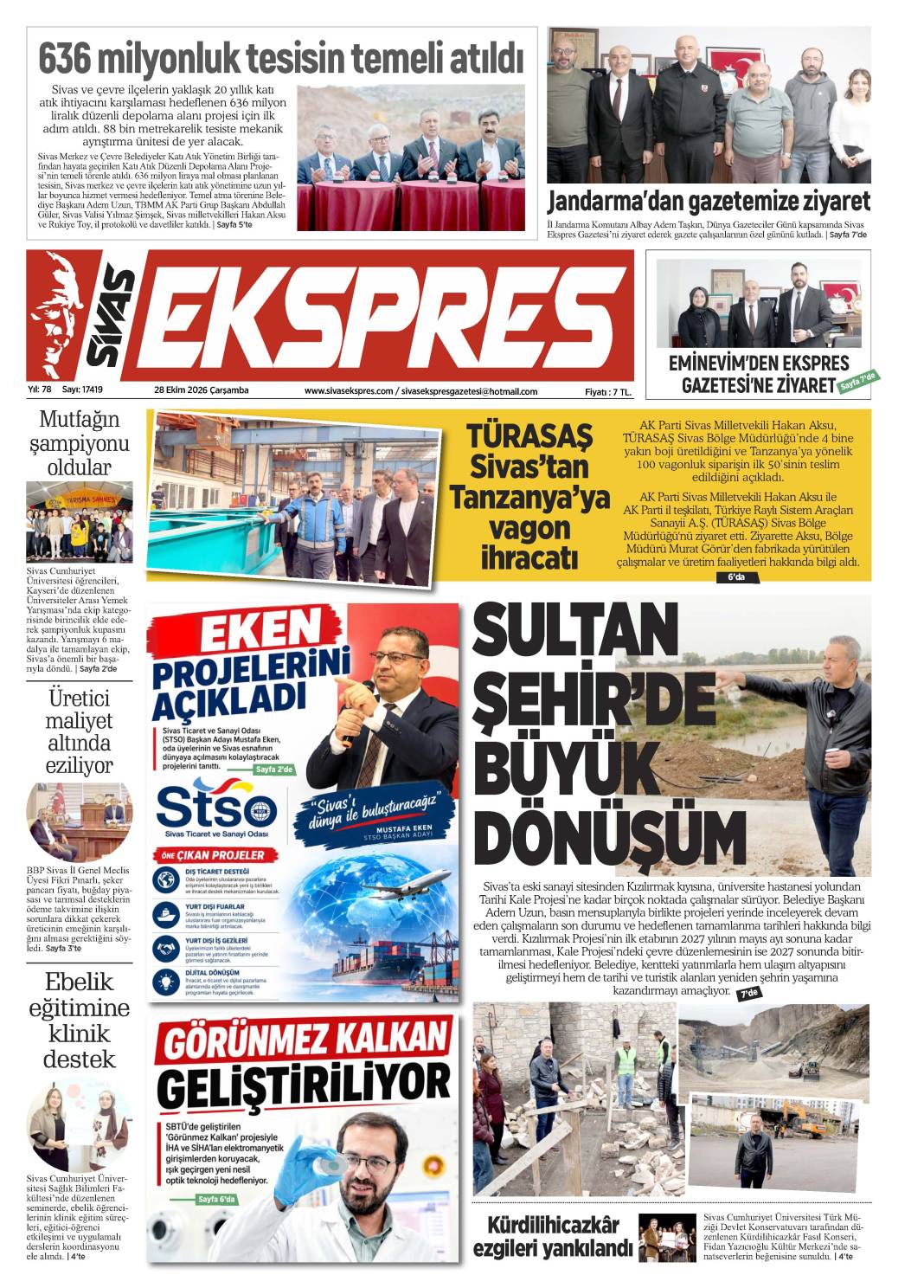 28 Ekim tarihli gazetemiz 1