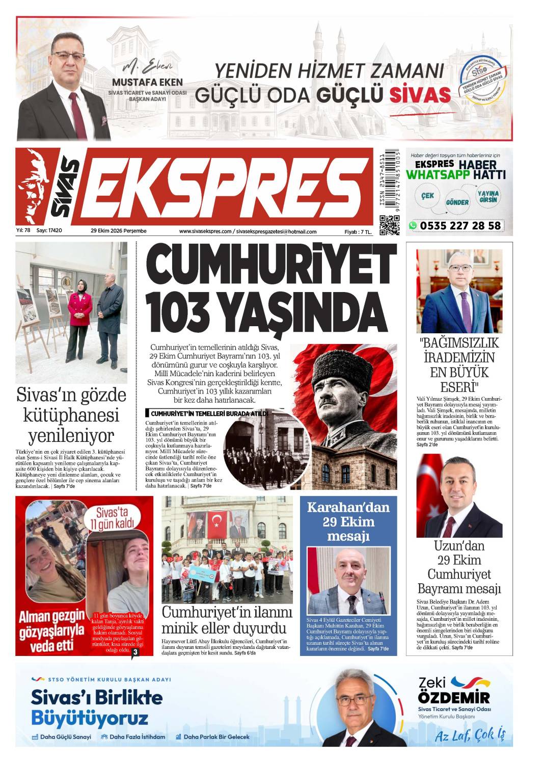 29 Ekim tarihli gazetemiz 2