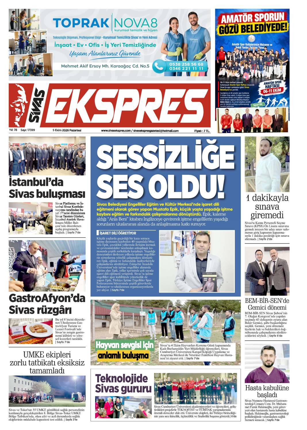 5 Ekim tarihli gazetemiz 2