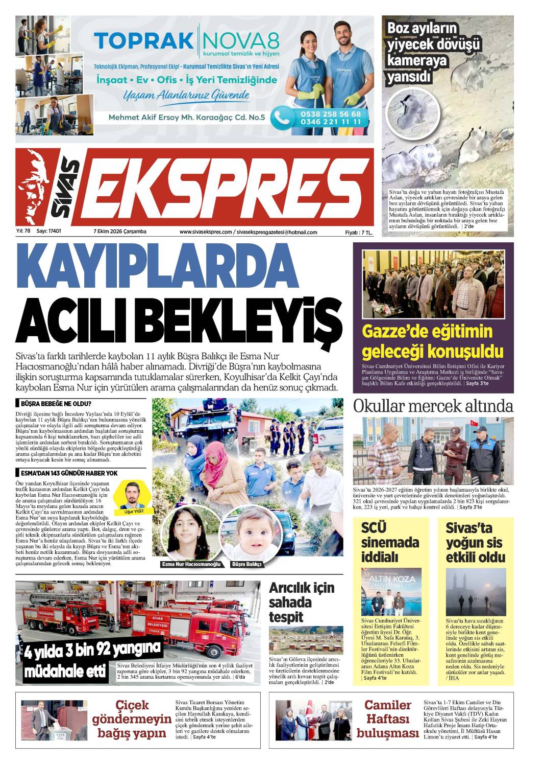 7 Ekim tarihli gazetemiz 2
