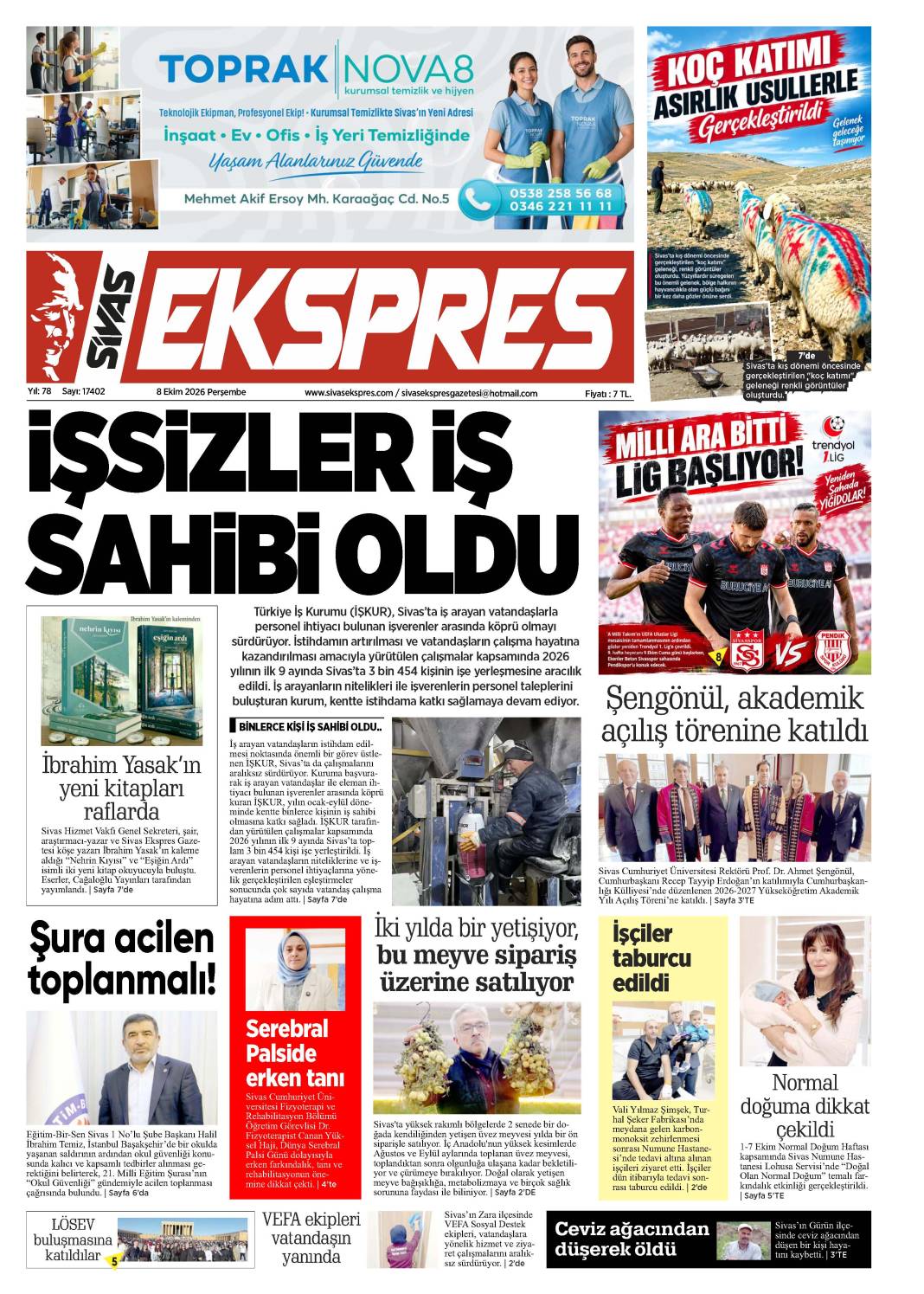 8 Ekim tarihli gazetemiz 1
