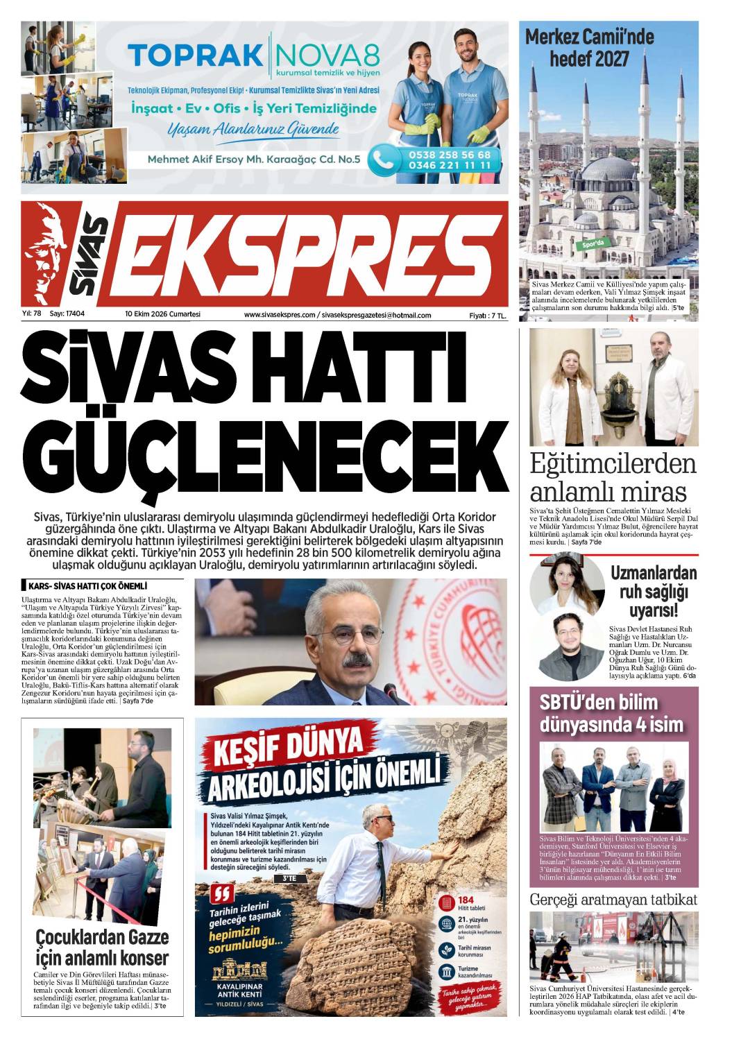 10 Ekim tarihli gazetemiz 2