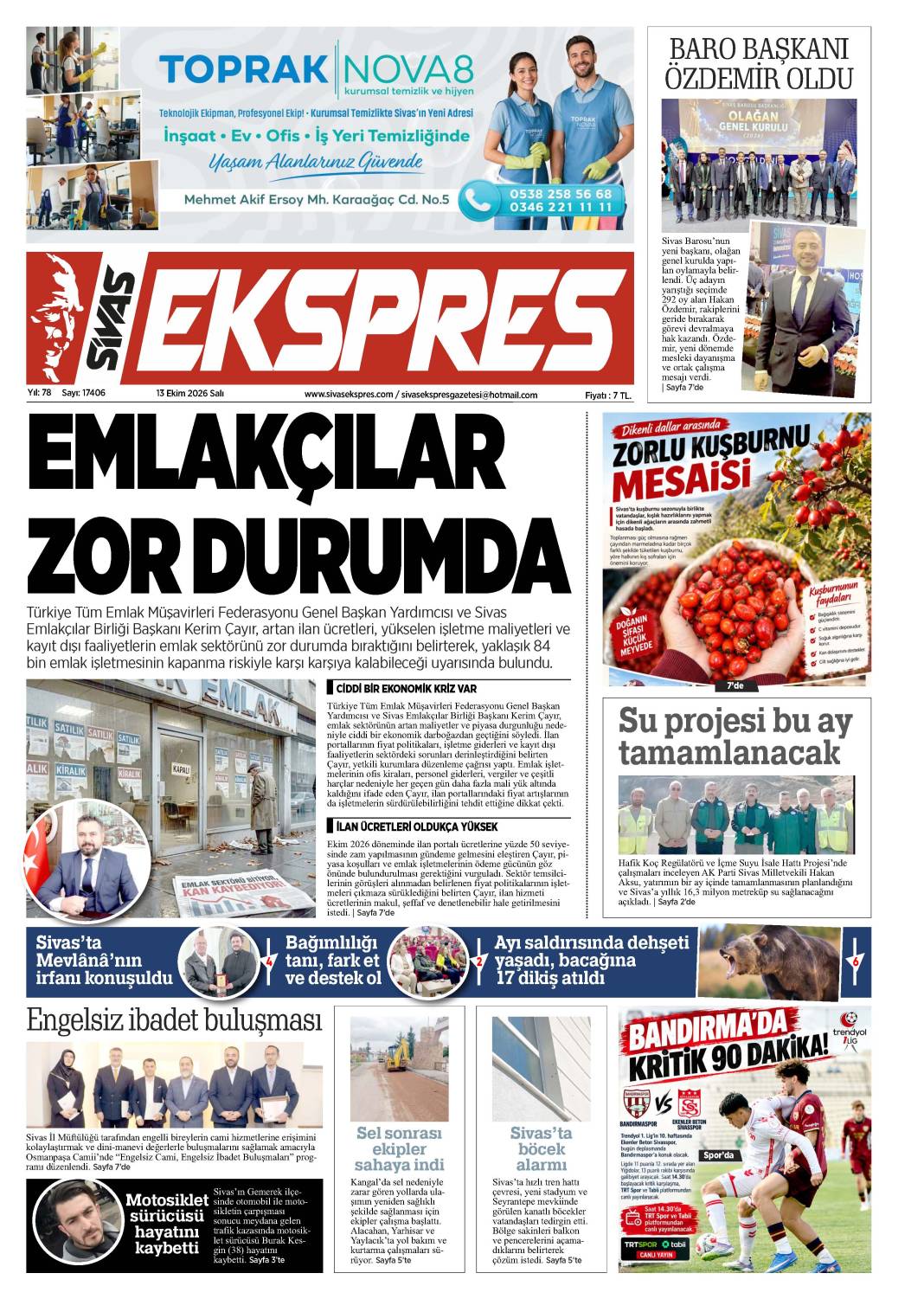 13 Ekim tarihli gazetemiz 2