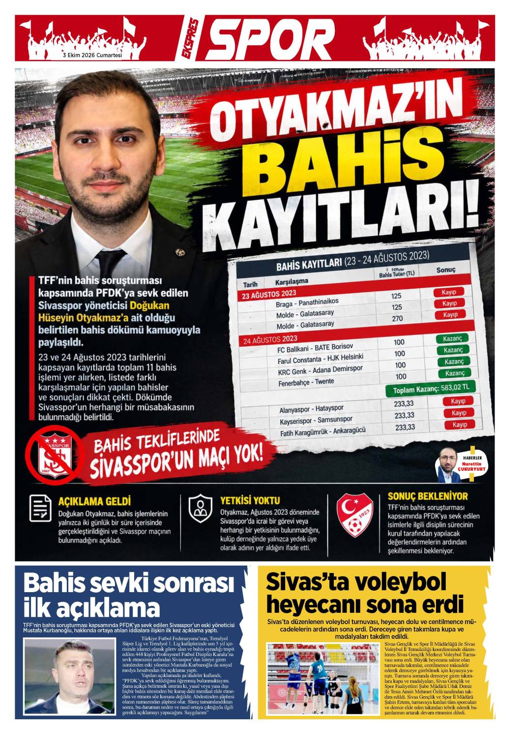 3 ekim tarihli gazetemiz 2