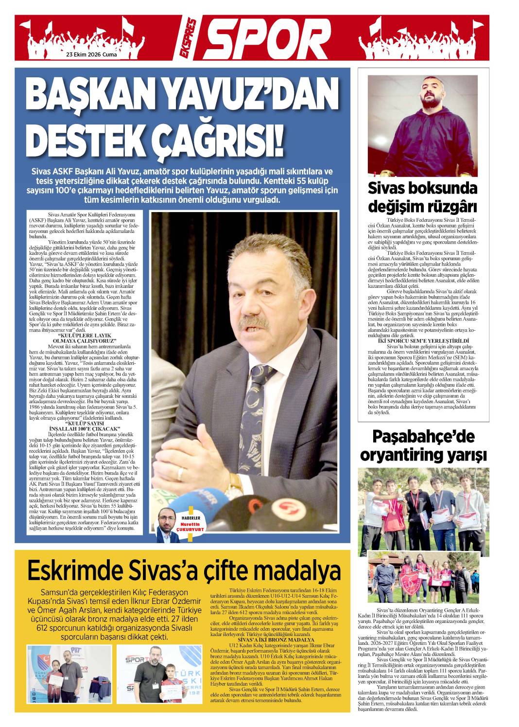 23 Ekim tarihli gazetemiz 1