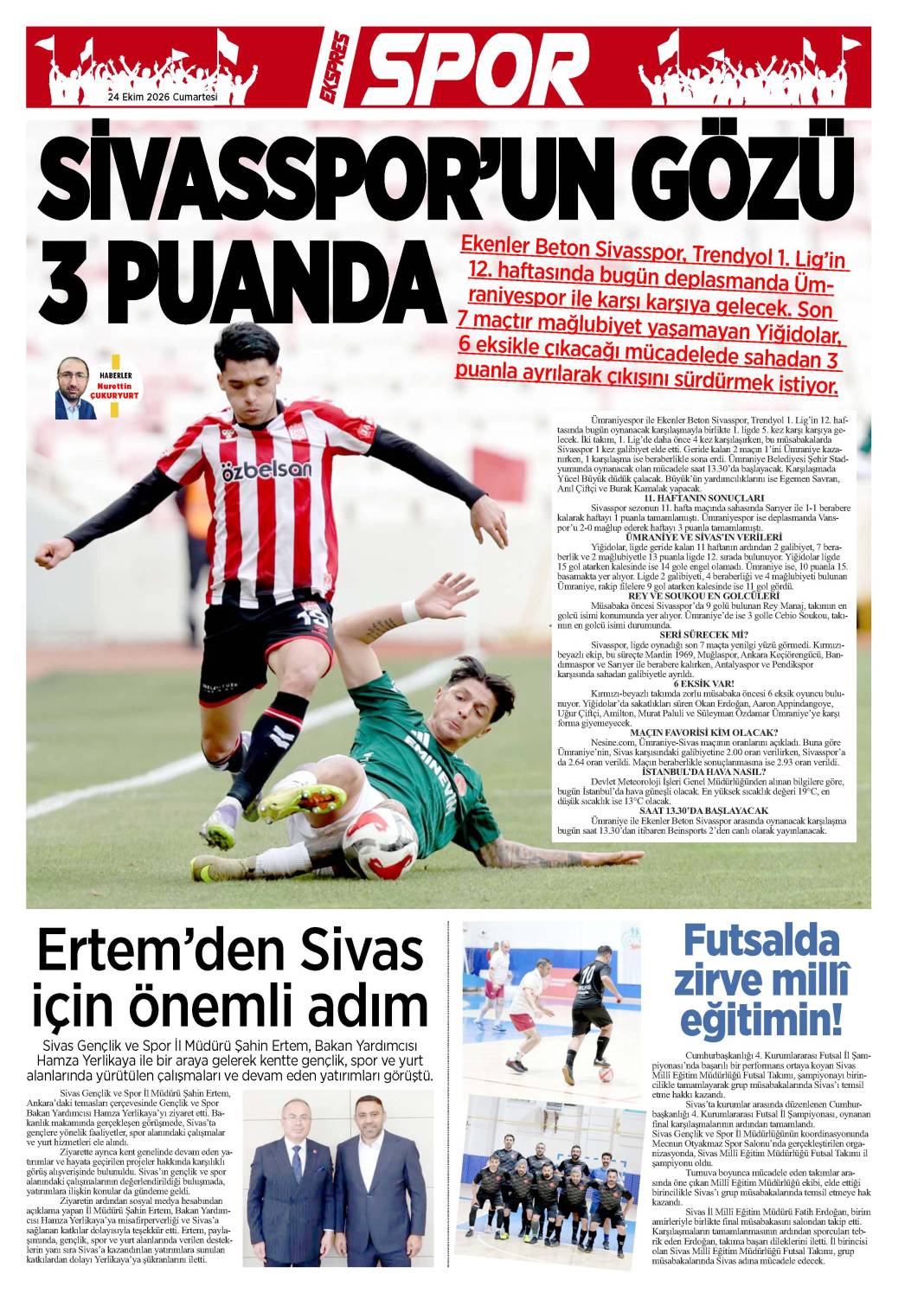 24 Ekim tarihli gazetemiz 2