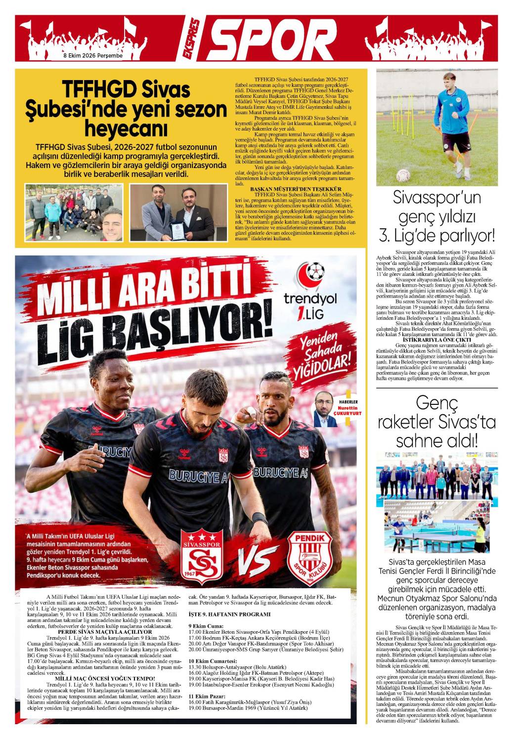 8 Ekim tarihli gazetemiz 2