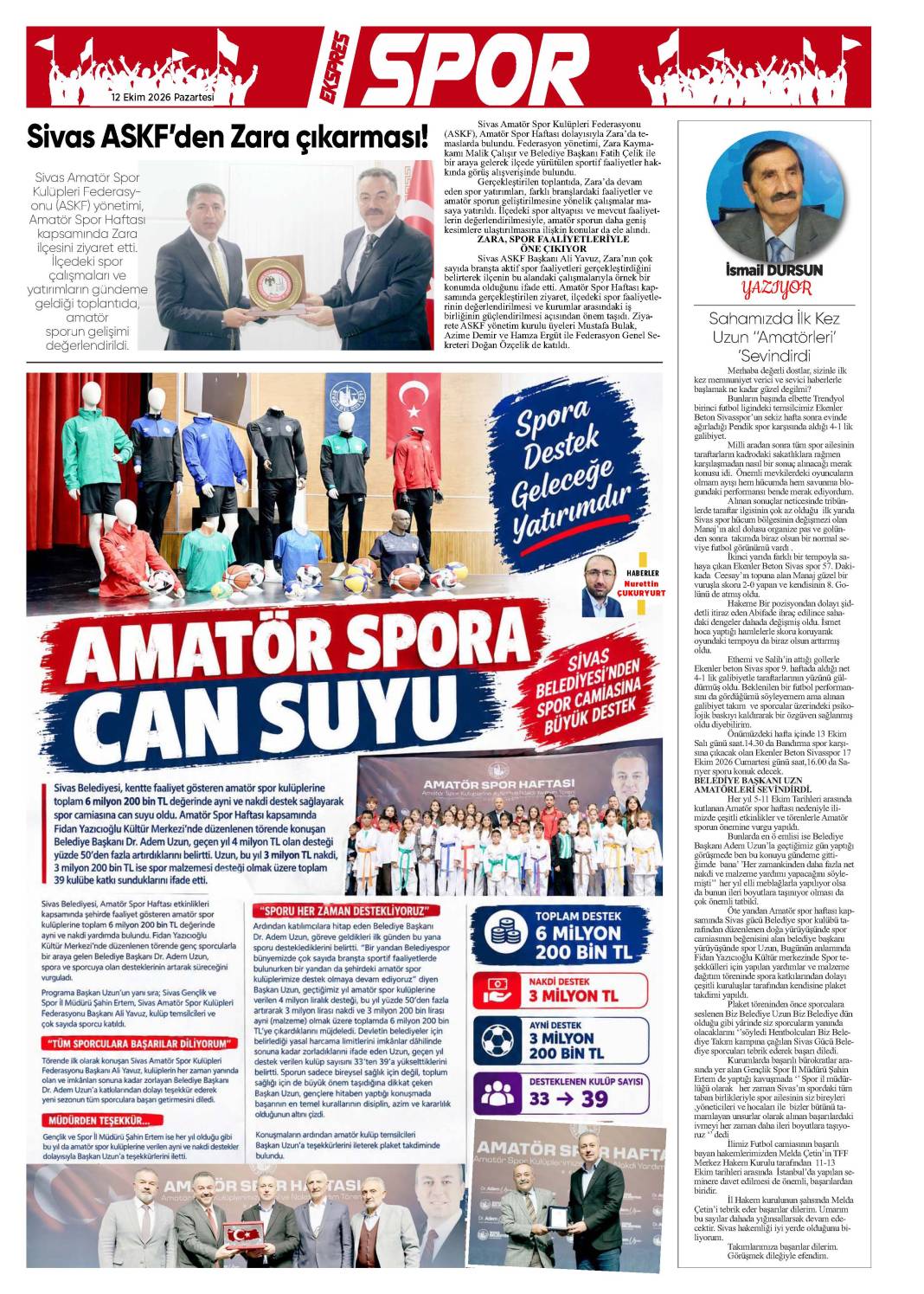12 Ekim tarihli gazetemiz 2