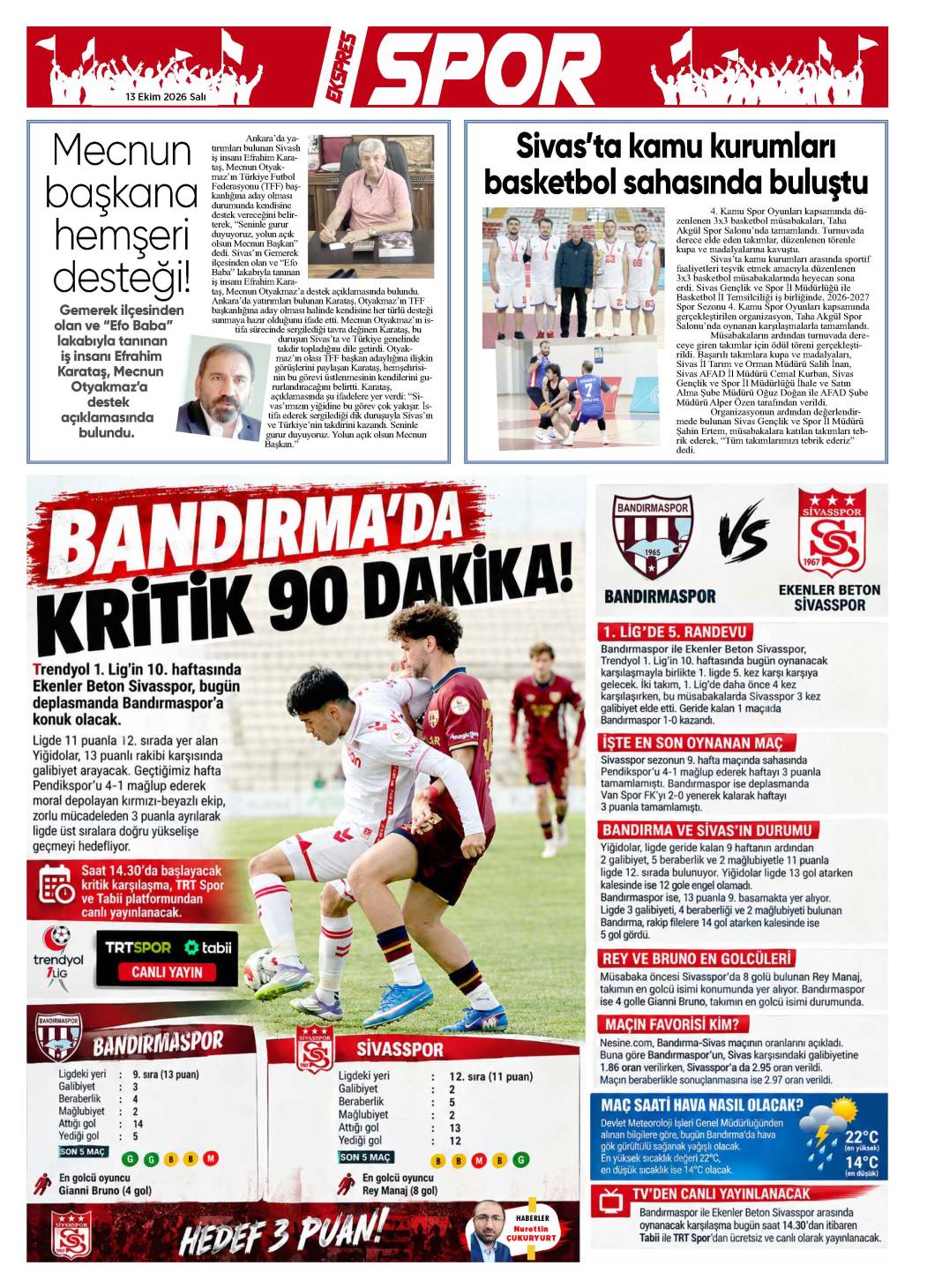 13 Ekim tarihli gazetemiz 1
