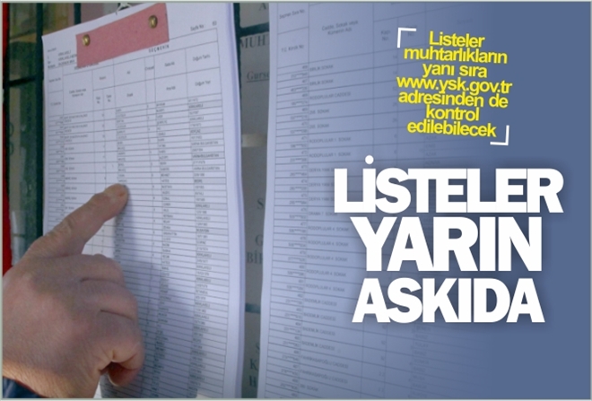 LİSTELER YARIN ASKIYA
