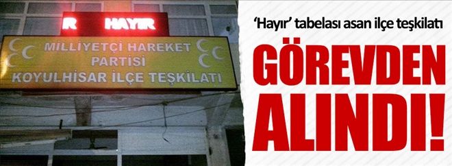 MHP KOYULHİSAR İLÇE TEŞKİLATI FESHEDİLDİ