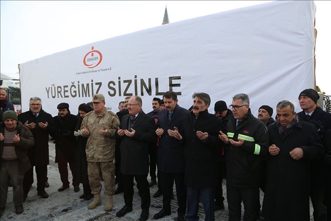 YARDIM TIR´LARI DUALARLA UĞURLANDI (VİDEO)