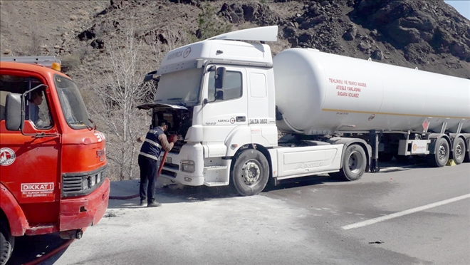 LPG YÜKLÜ TIR´DA YANGIN ÇIKTI