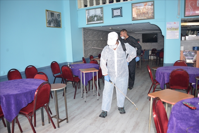 KAHVEHANELER DEZENFEKTE EDİLDİ (VİDEO)