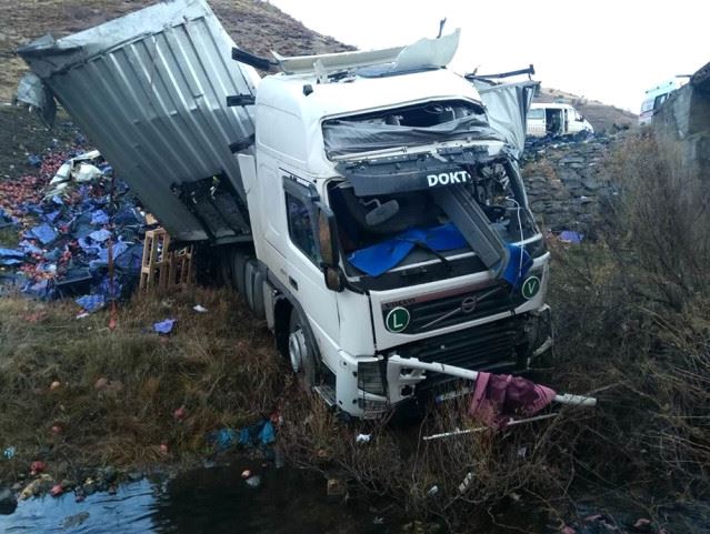 DEVRİLEN TIR'IN SÜRÜCÜSÜ ÖLDÜ