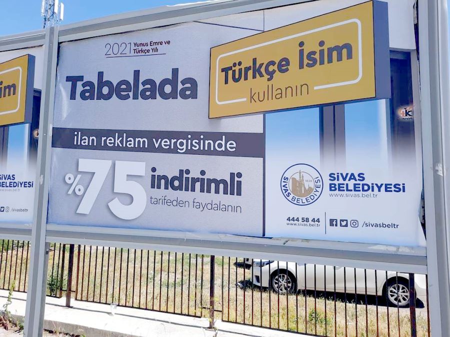Türkçe tabelaya vergi indirimi
