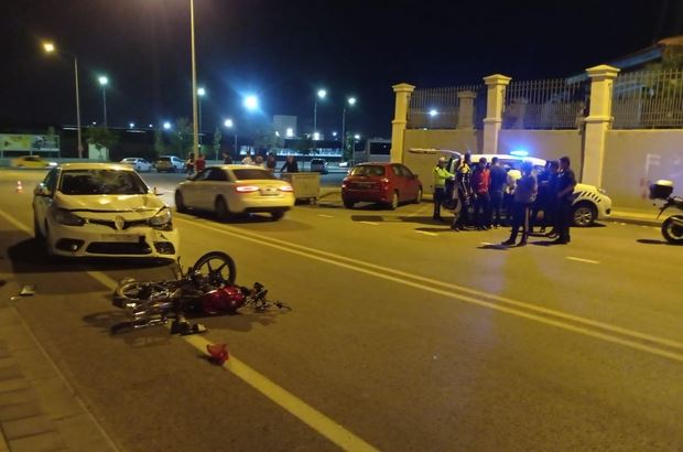 Motosiklet sürücüsü yaralandı (Video)