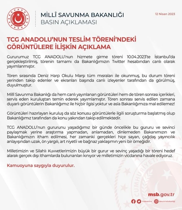 MSB'den Açıklama: Soruşturma Başlatıldı