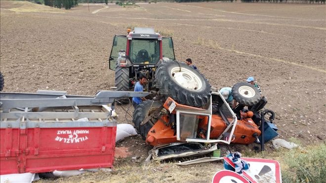 TRAKTÖR DEVRİLDİ: 1 YARALI