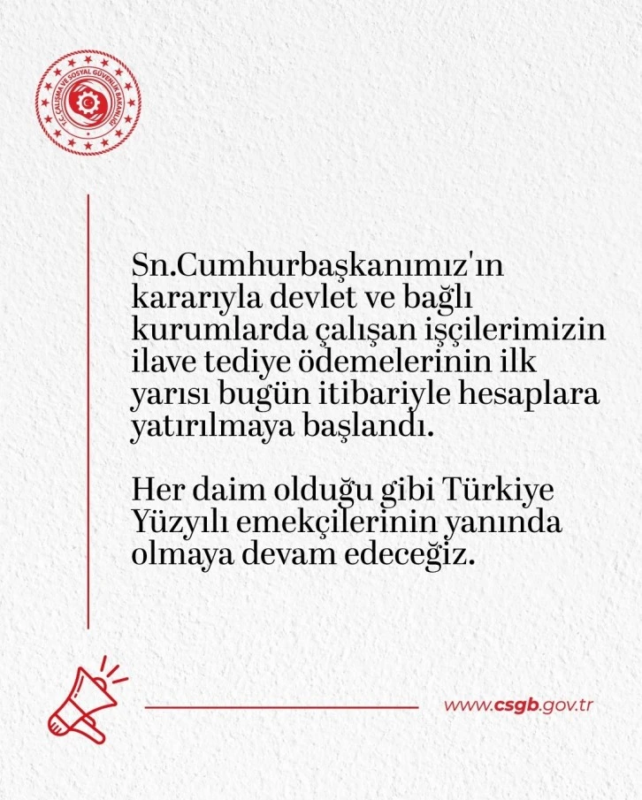 Tediye Ödemeleri Yatırılmaya Başladı