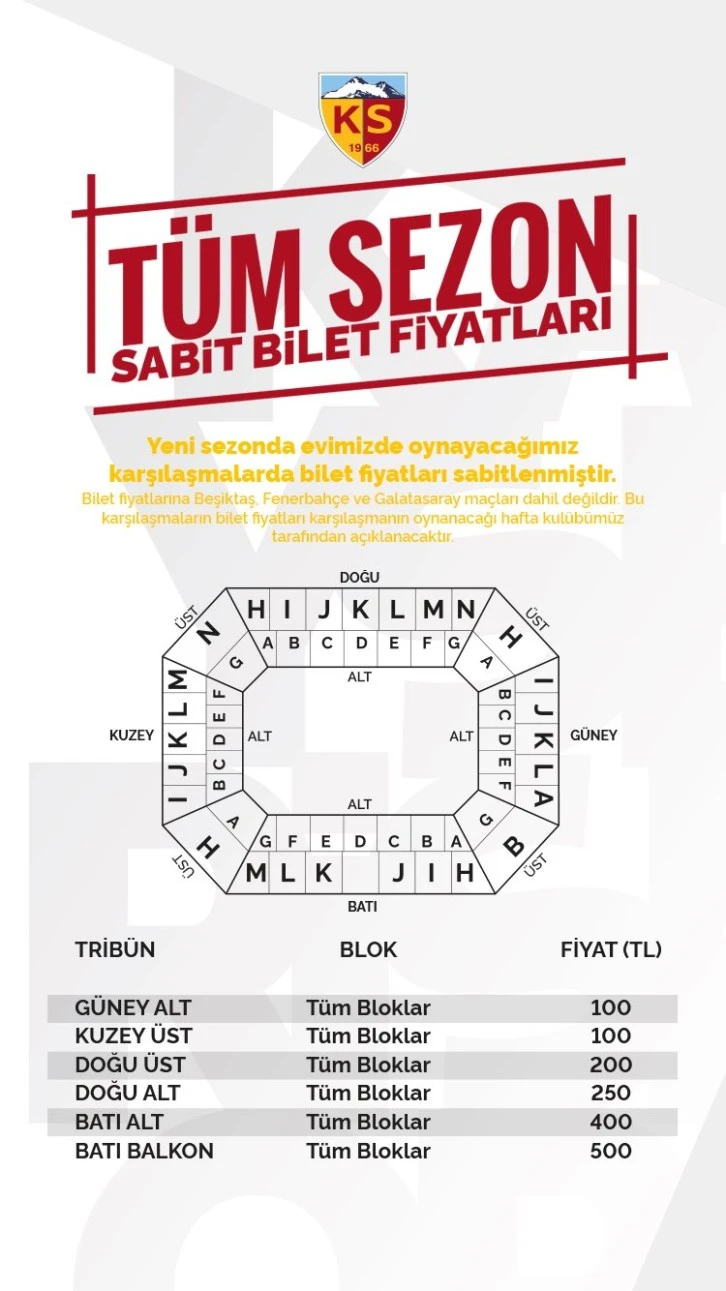 Kayserispor Biletleri Fiyatlarını Sabitledi