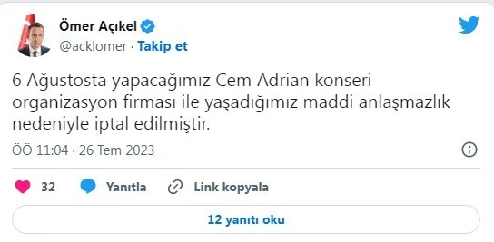 LGBT Paylaşımı Konseri İptal Ettirdi