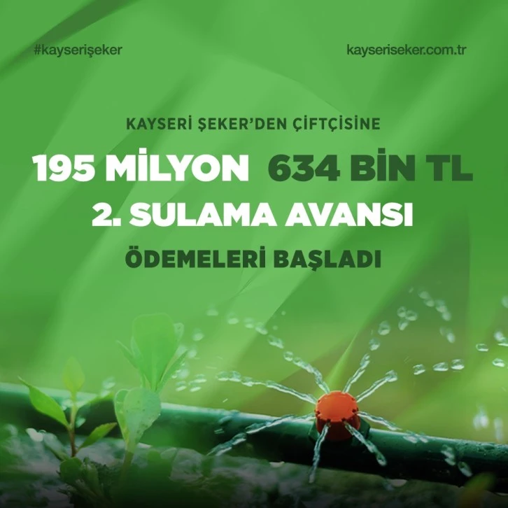 Kayseri Şeker’den Avans Ödemesi