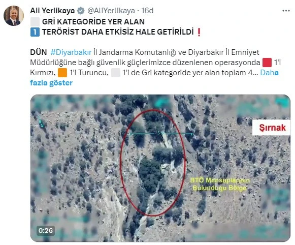 Gri Kategorideki Terörist Etkisiz Hale Getirildi