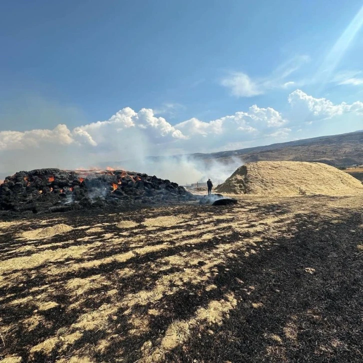 Anız Yangınında Saman Balyaları ve Tarım Aletleri Yandı
