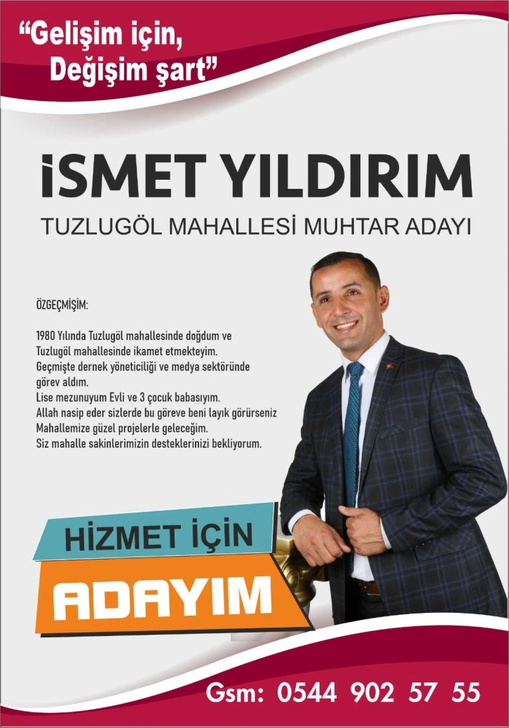 İsmet Yıldırım Hizmet İçin Aday