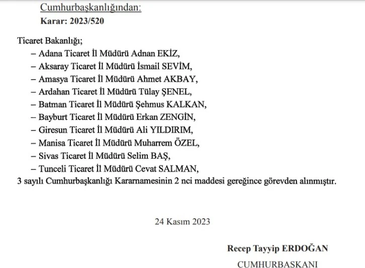 Sivas’ta O İl Müdürü Görevden Alındı