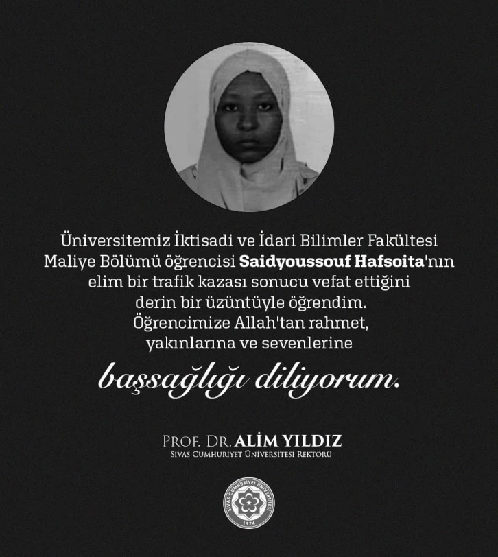 Sivas’ta Yabancı Öğrenci Kazada Öldü