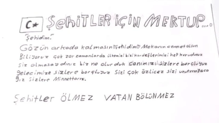 Çocuklardan Mehmetçiğe Mektup