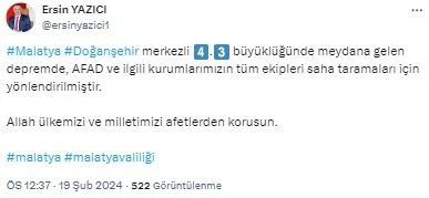 Komşuda Deprem, Sivas'ta da Hissedildi
