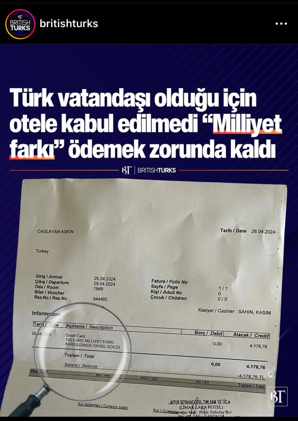 Turistten Türk olduğu İçin Ekstra Ücret Alındı