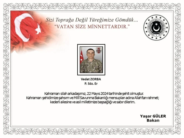 EYP Patlaması Sonucu Yaralanan Bir Asker Şehit Oldu  