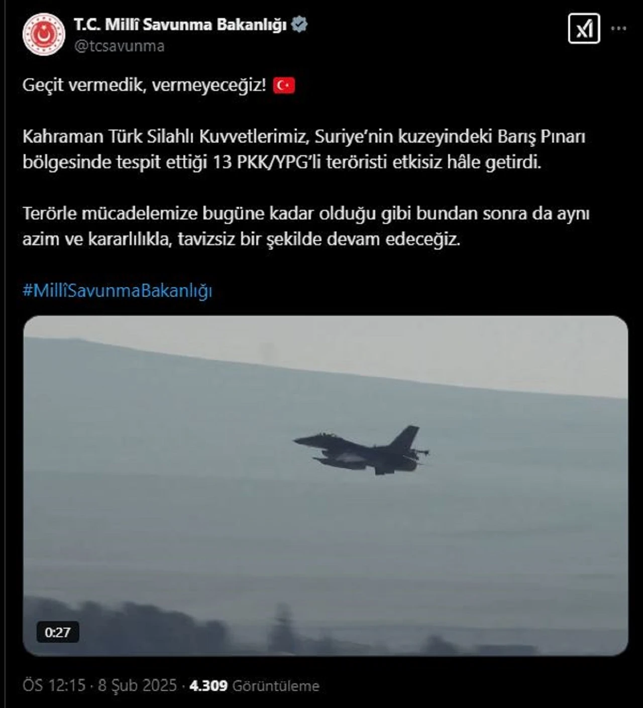 Suriye'de 13 terörist Leş