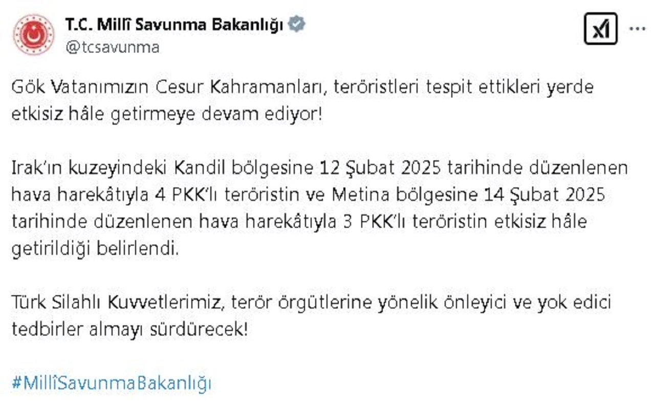 Irak'ın kuzeyinde 7 terörist LEŞ