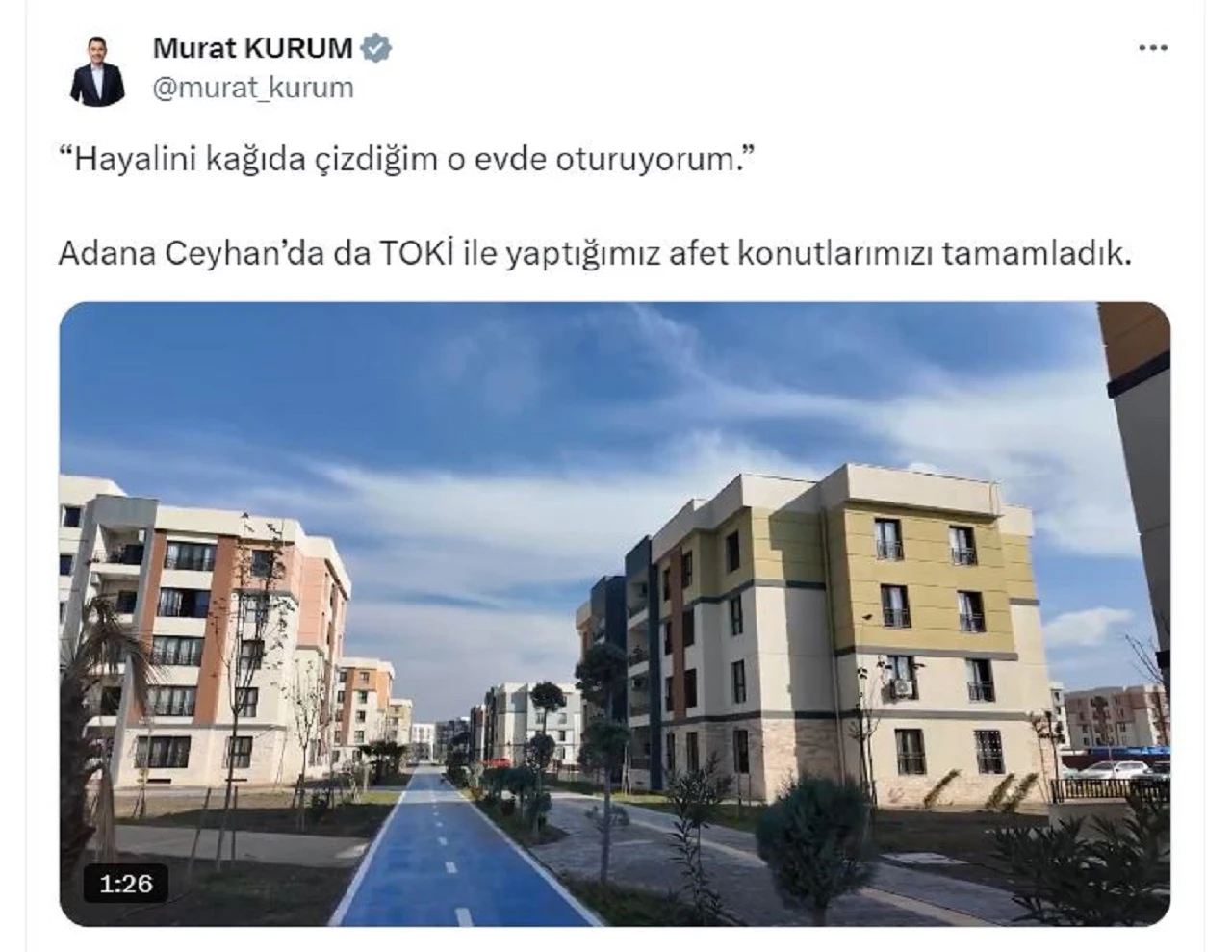 Bakan Kurum açıkladı: O bölgede afet konutları tamamlandı