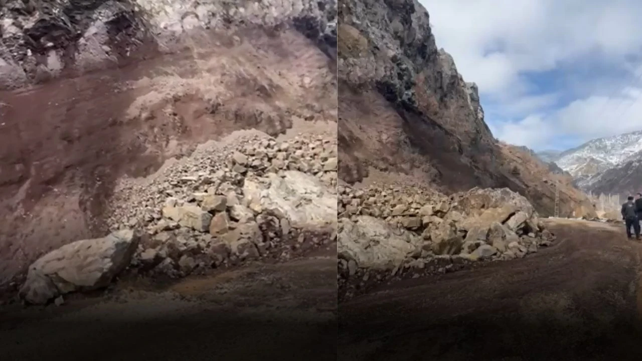 Sivas'ta Köy Yolunda Heyelan