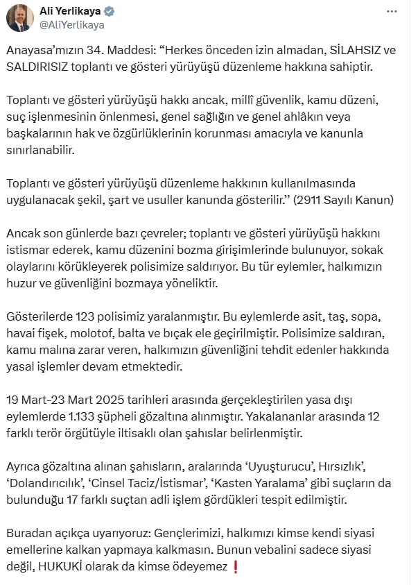 Yasa dışı eylemlerde 1133 şüpheli gözaltına alındı