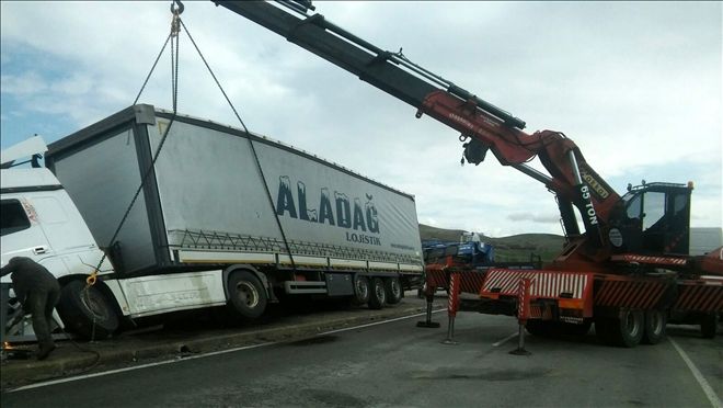 BARİYERLERE ÇARPAN TIRIN KASASINDAKİ 10 HAYVAN TELEF OLDU