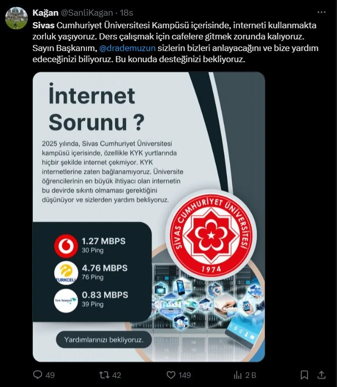 Sivas'ta Öğrenciler, İnternet Erişimi İçin Çözüm İstedi