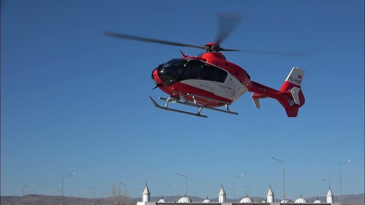 Sivas'ın Ambulans Helikopteri Piste İndi